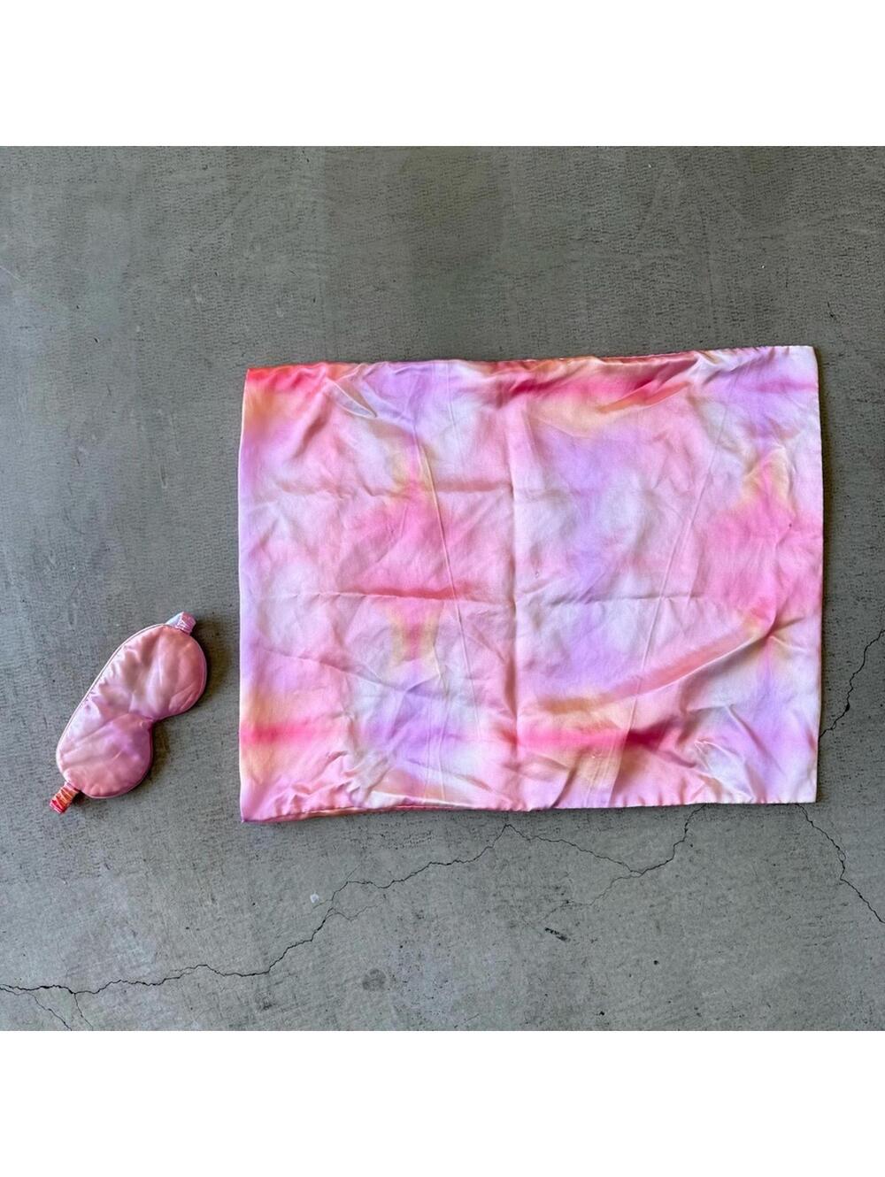 INH Hair / Satin Pillowcase & Sleep Mask Set / Pink
